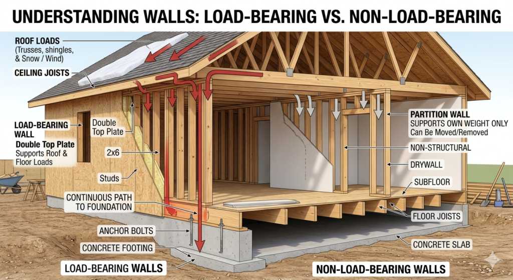 Difference Between Load Bearing and Non Load Bearing Walls load bearing vs non load bearing walls